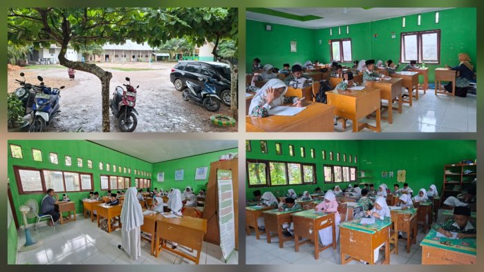 Pelaksanaan SAS Meski Diguyur Hujan, Siswa MIN 4 Batang Hari Tetap Hadir dan Semangat Mengikuti Ujian