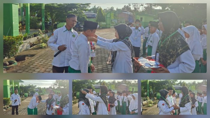 Kepala Madrasah Beri Arahan dan Kalungkan Kartu Peserta Sebelum Ujian Dimulai Kepala Madrasah Beri Arahan dan Kalungkan Kartu Peserta Sebelum Ujian Dimulai