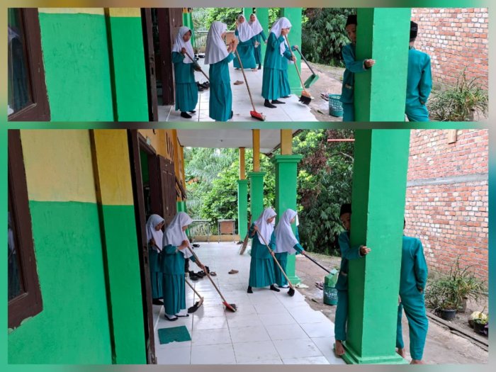 Siswa Kelas IV B Laksanakan Piket Kelas dengan Menyapu Ruangan Siswa Kelas IV B Laksanakan Piket Kelas dengan Menyapu Ruangan