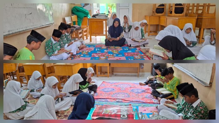 Tadarusan Pagi Siswa Kelas VI A Didampingi Wali Kelas