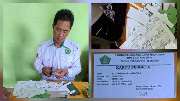 Staf TU M. Yusuf M.Z Melakukan Persiapan Kartu Peserta Ujian Madrasah Kelas VI Staf TU M. Yusuf M.Z Melakukan Persiapan Kartu Peserta Ujian Madrasah Kelas VI