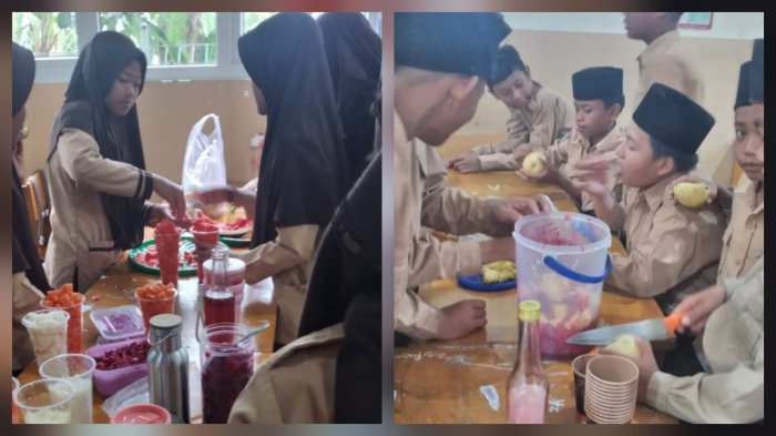 Serunya Praktik IPAS, Siswa Kelas VI A Membuat Es Buah Aneka Rasa dengan Toping Keju