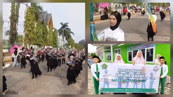 Semarak HUT RI ke-81, Drumband EL-MADINAH MIN 4 Batang Hari Ikuti Street Parade