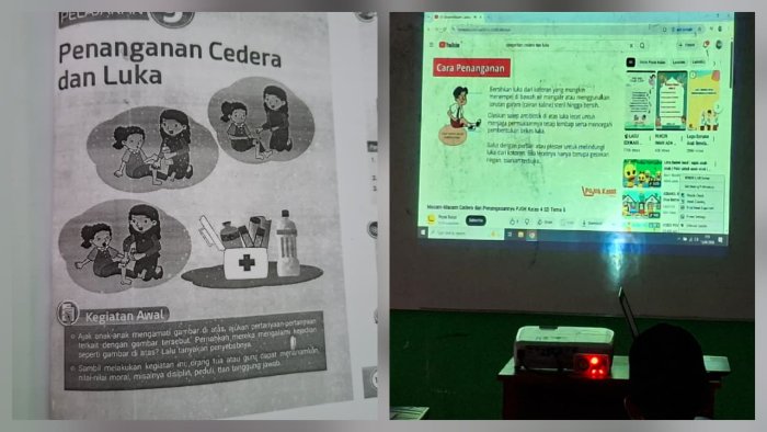 Pembelajaran PJOK di Ruangan Manfaatkan Infokus