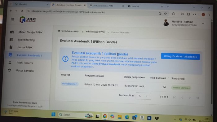 Staf TU MIN 4 Batang Hari Selesaikan Evaluasi Akademik di Aplikasi LAN RI