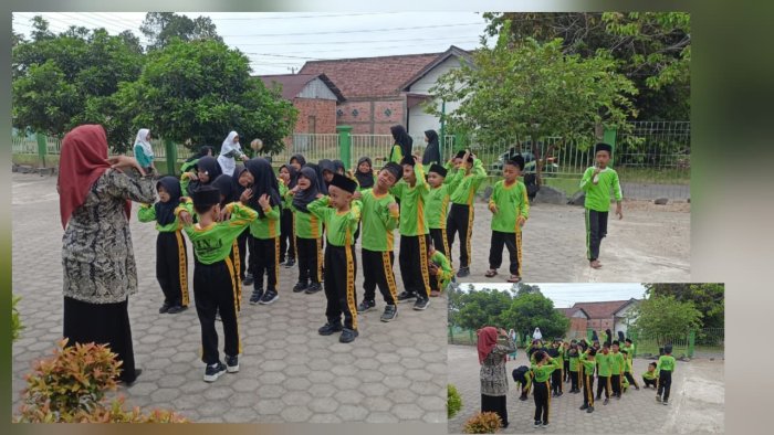 Siswa Kelas II C Semangat Belajar PJOK di Halaman Madrasah