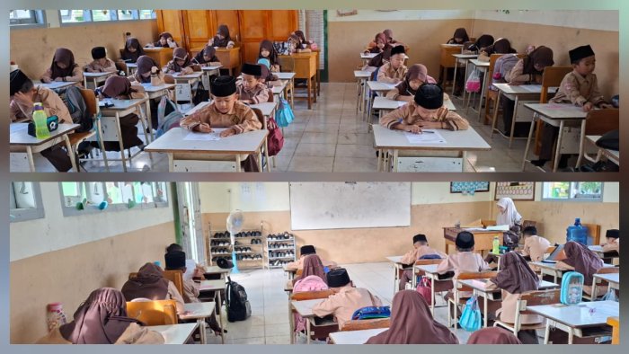 Kartika Candra, S.Pd. Awasi Ujian PKN di Ruang Kelas I C