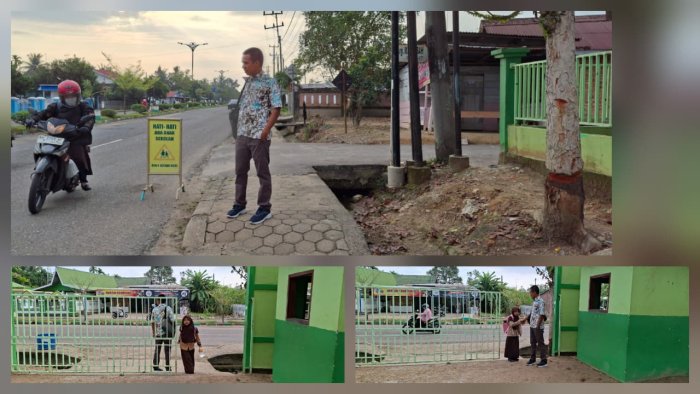 Staf TU Menyambut Anak Didik di Pintu Gerbang Madrasah