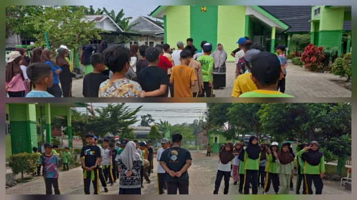 Kepala Madrasah Beri Arahan Siswa Saat Latihan Gerak Jalan